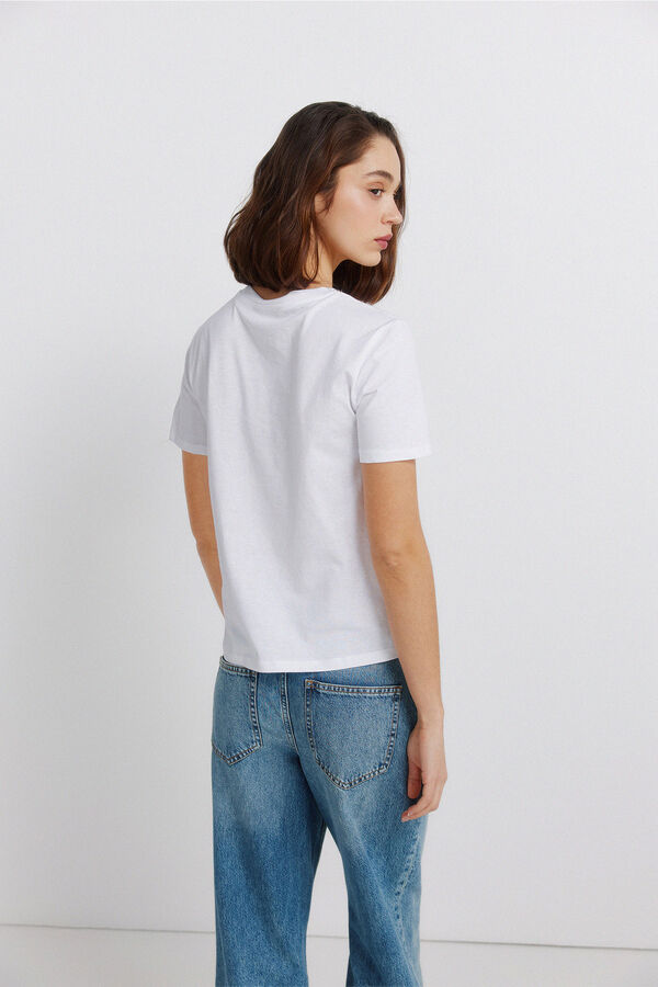 Springfield T-shirt manga curta com tachas branco
