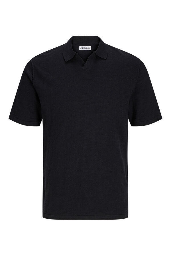 Jack & Jones Camisa polo de tecido de regular fit malha preto