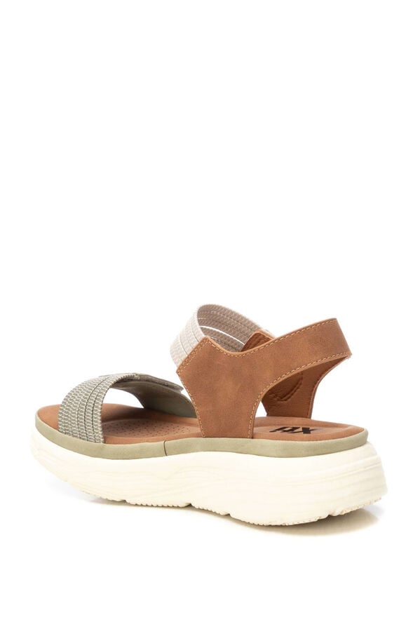 XTI Sand&aacute;lia de tiras el&aacute;sticas com velcro bege