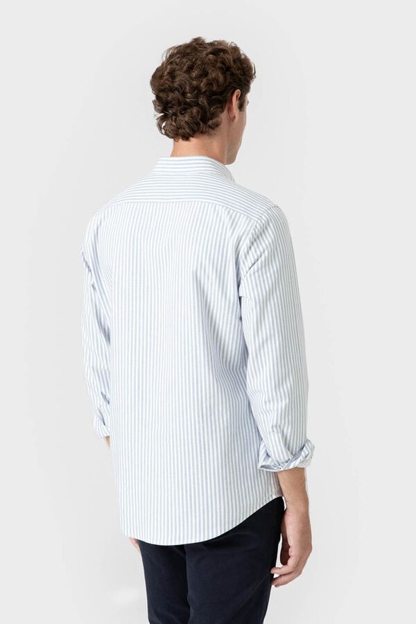 Celopman Camisa Oxford de riscas azul