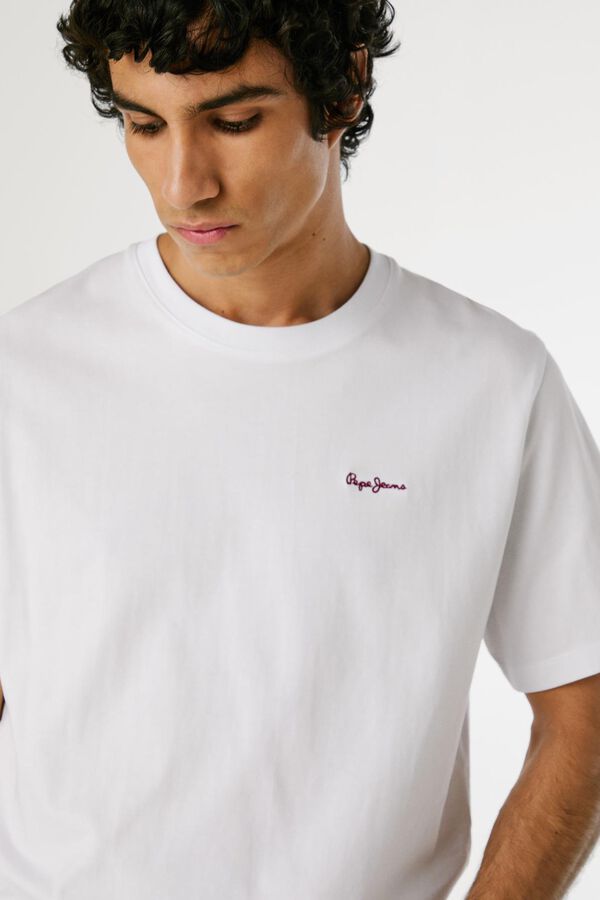 Pepe Jeans Camiseta Regular Fit com Logotipo Bordado branco