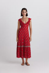 Springfield Vestido com folho no peito vermelho
