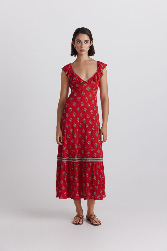 Vestido volante pecho