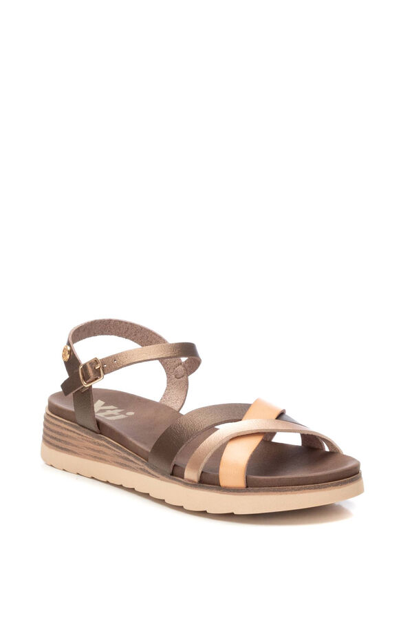 XTI Sand&aacute;lia cunha de tiras entrela&ccedil;adas castanho