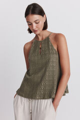 Springfield T-shirt halter bordada Caqui escuro