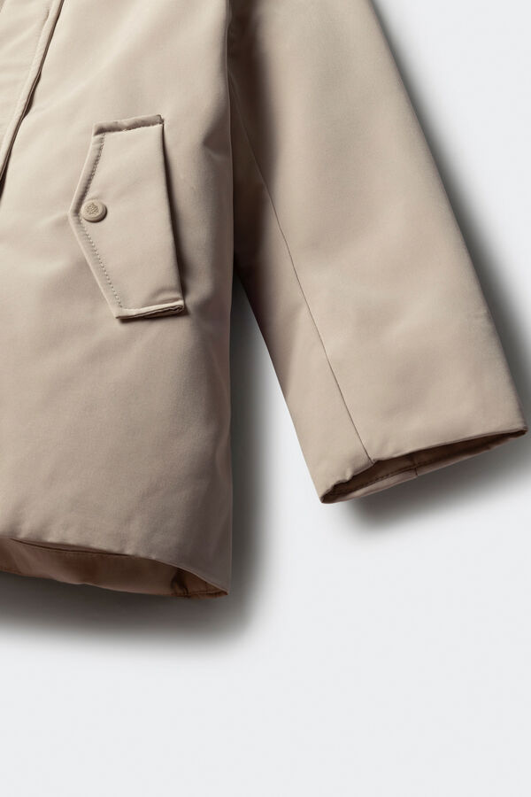 Springfield Kids Parka de pele com capuz para menina castanho