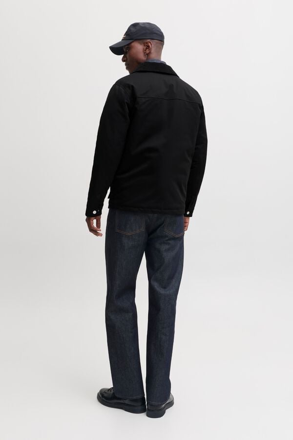 Jack & Jones Blus&atilde;o curto com colchetes preto