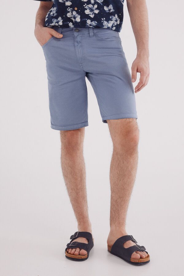 Springfield Bermuda cor clara lavada slim fit azul