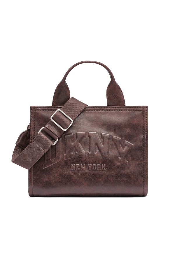 DKNY Mala pequena com al&ccedil;a e al&ccedil;a de ombro castanho