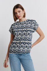 Springfield T-shirt estampada com bot&otilde;es azul