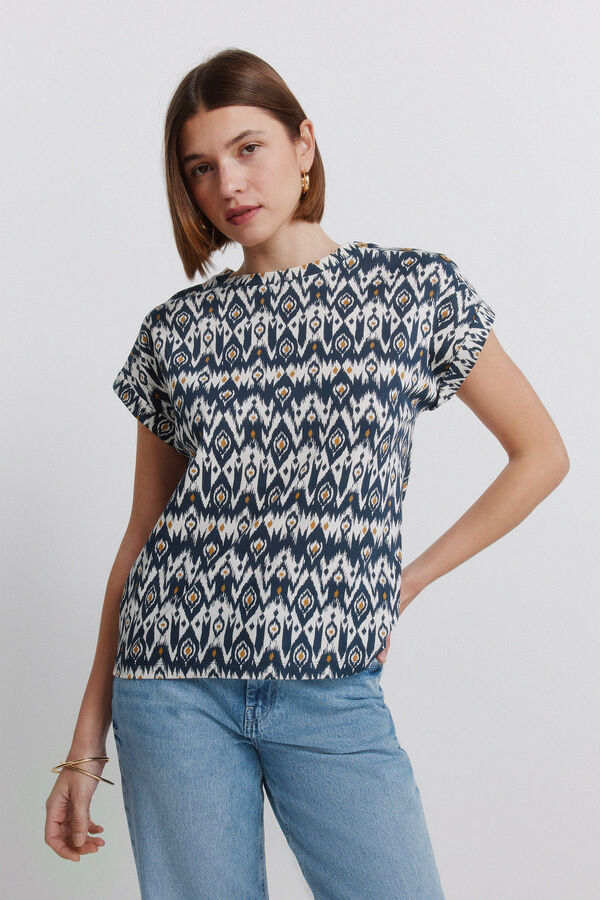 Springfield T-shirt estampada com bot&otilde;es azul