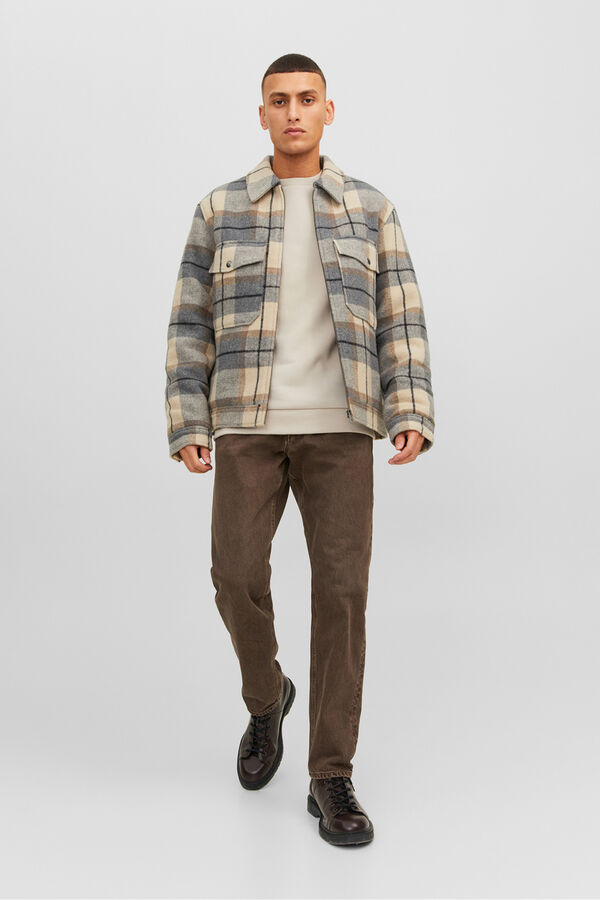 Jack & Jones Sweatshirt básico com gola redonda cinzento