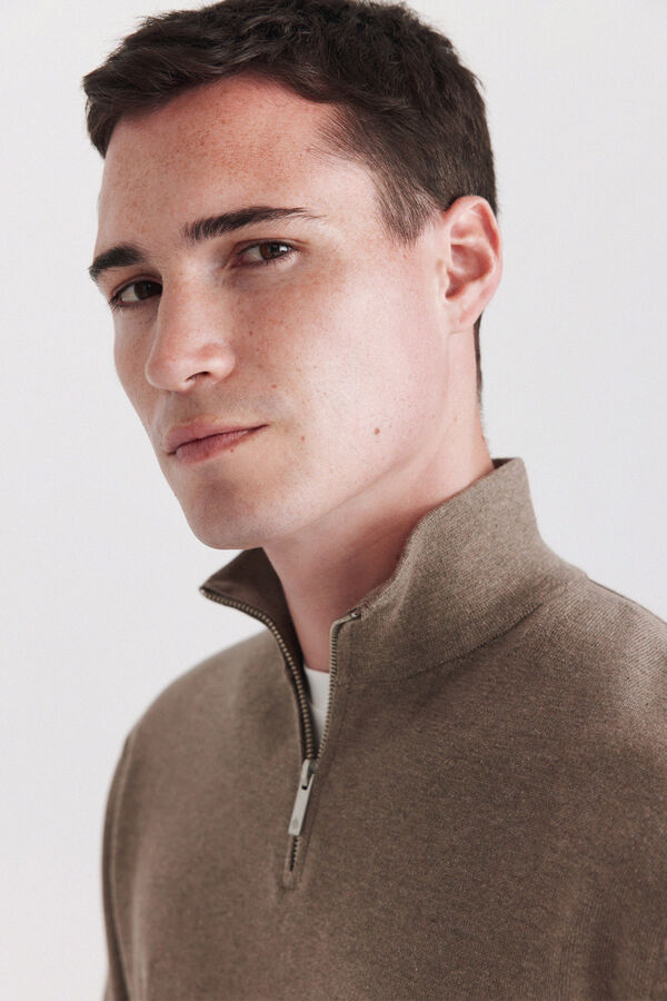 Springfield Camisola b&aacute;sica gola camionista cru