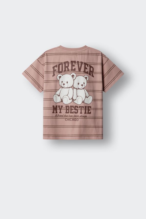 Springfield Kids T-shirt de manga curta ursos riscas menina rosa