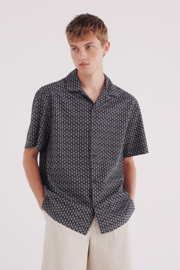 Springfield Camisa bowling manga corta estampada negro