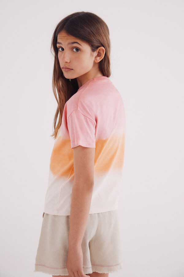 Springfield Kids Camiseta feminina dip dye vermelho
