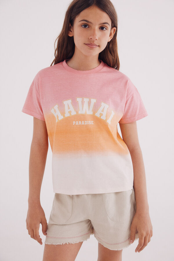 Springfield Kids Camiseta feminina dip dye vermelho