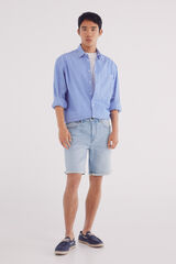 Springfield Bermuda jeans básica slim fit com lavagem clara azul