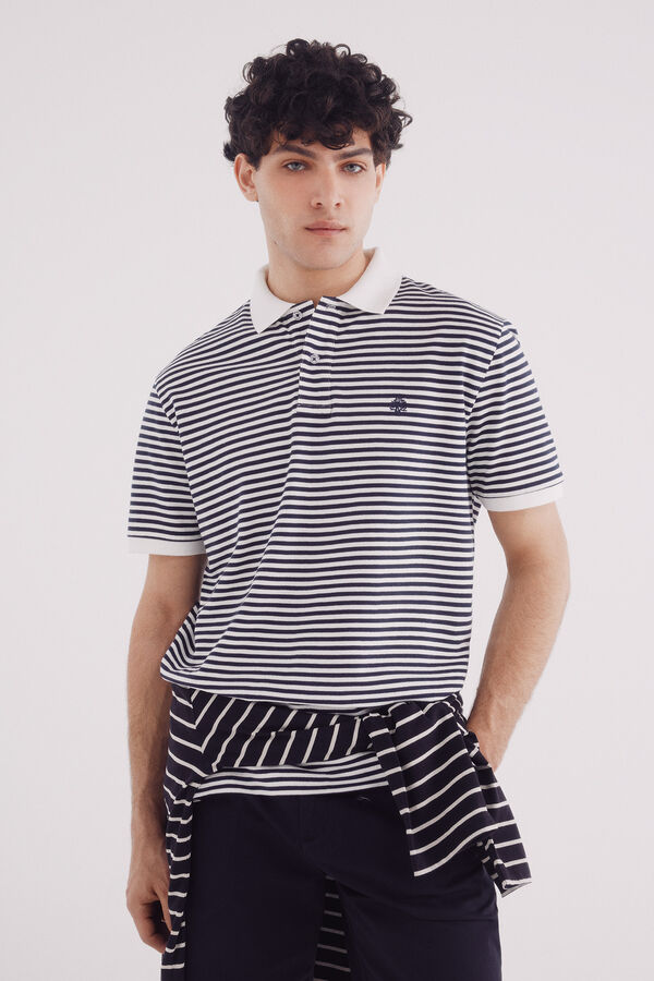 Springfield Polo piqué básico riscas regular fit azul