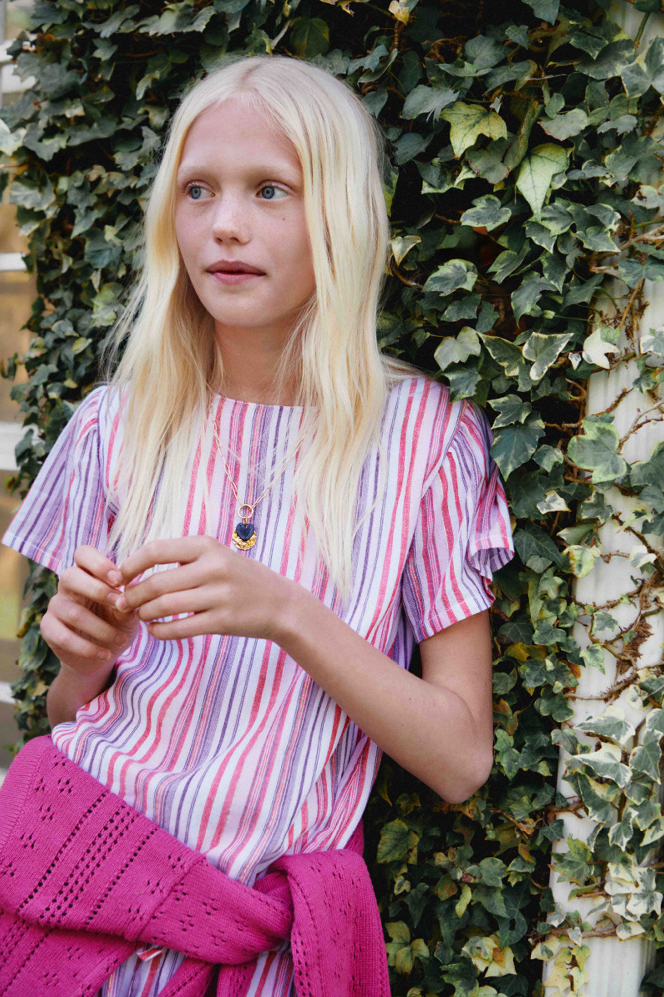 Springfield Kids Blusa manga curta &agrave;s riscas de lurex menina