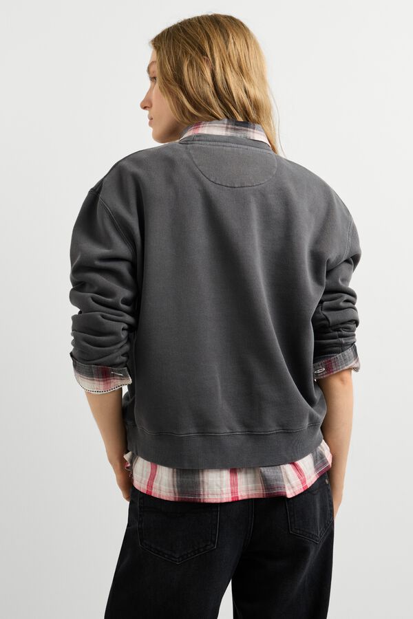 Pepe Jeans Camisola de gola redonda com tachas cinzento