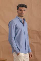 Celopman Oxford Shirt Mao Collar  blue