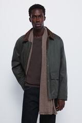 Springfield Parka curta com gola de veludo cotelê estampado