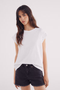 Springfield Camiseta com mangas cravejada de cristais