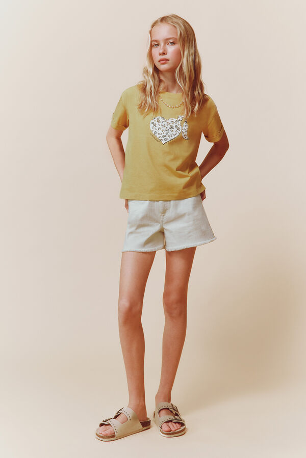 Springfield Kids Camiseta "Coraz&oacute;n con pelazo" amarillo
