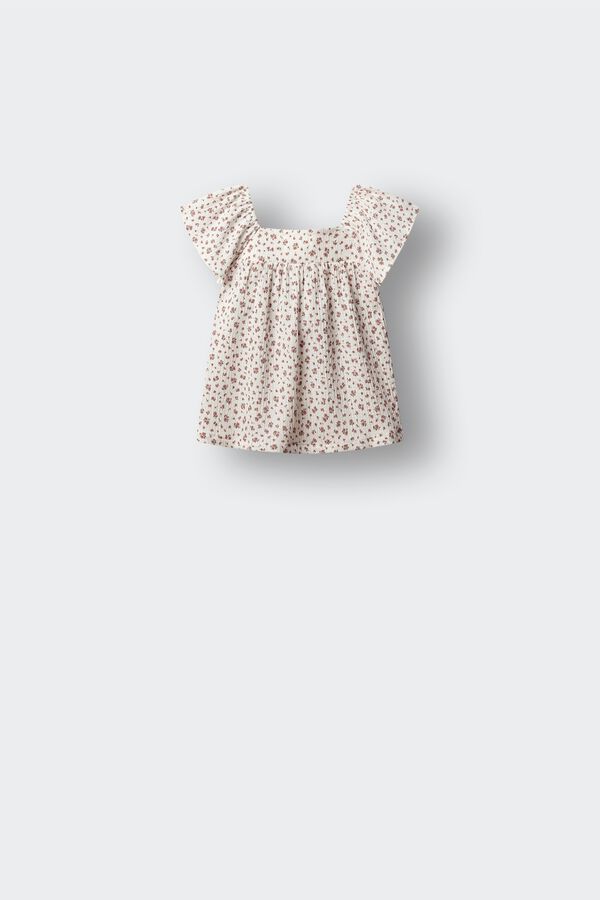 Springfield Kids Blusa de manga curta com flores para menina bege