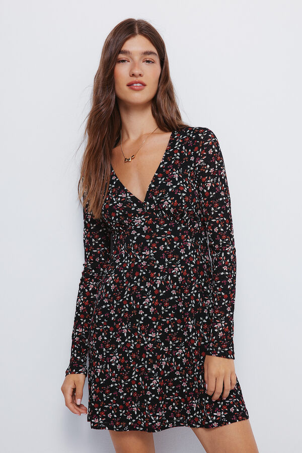 Springfield Vestido curto floral preto