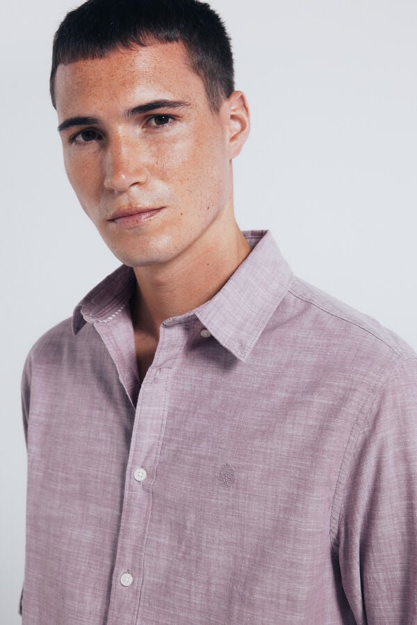 Springfield Camisa algodón slub burdeos