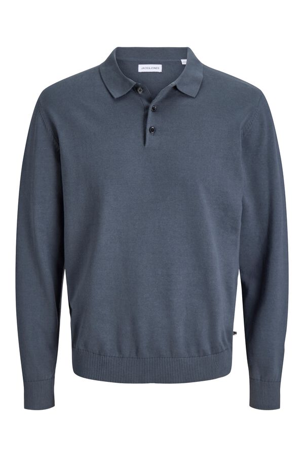 Jack & Jones Polo de malha 100% algod&atilde;o cinzento