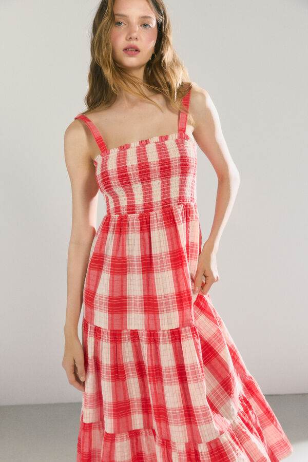 High Spirits Vestido gingham vermelho