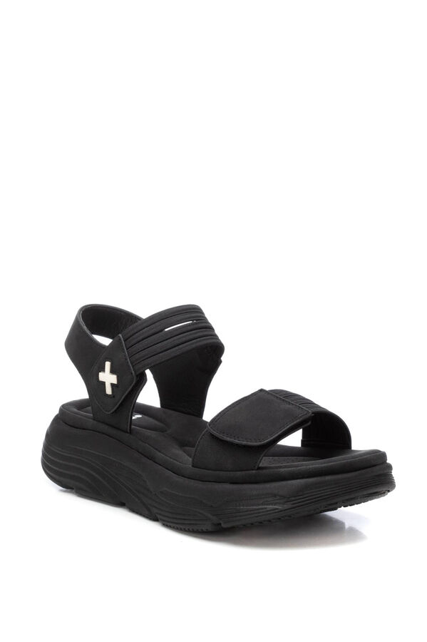 XTI Sand&aacute;lia de tiras el&aacute;sticas com velcro preto