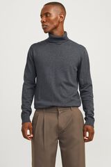 Jack & Jones Camisola de gola alta em algod&atilde;o cinzento