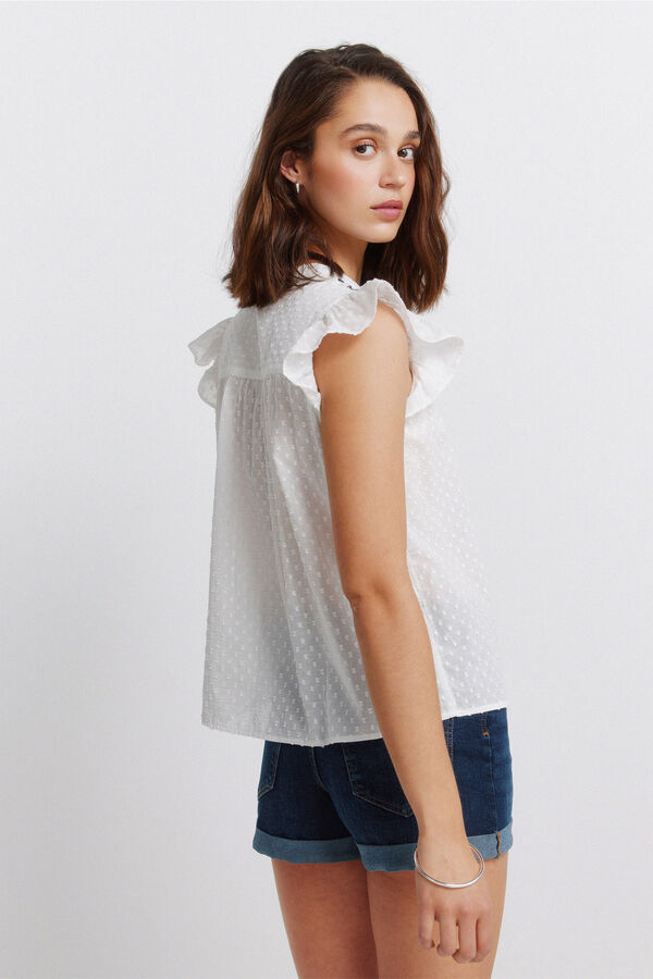 Springfield Blusa com folhos em plumeti branco