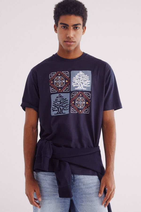 Springfield Ethnic tree t-shirt blue