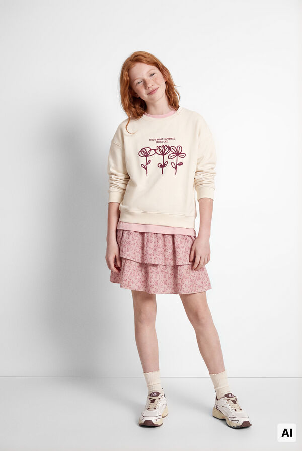 Springfield Kids Sweatshirt de flores com cord&atilde;o para menina branco
