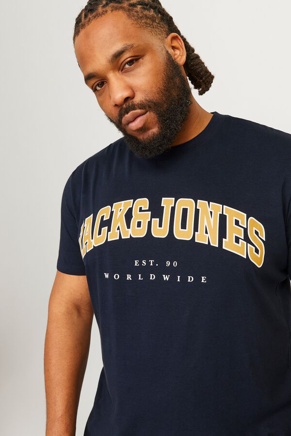 Jack & Jones PLUS T-shirt relaxed manga curta azul