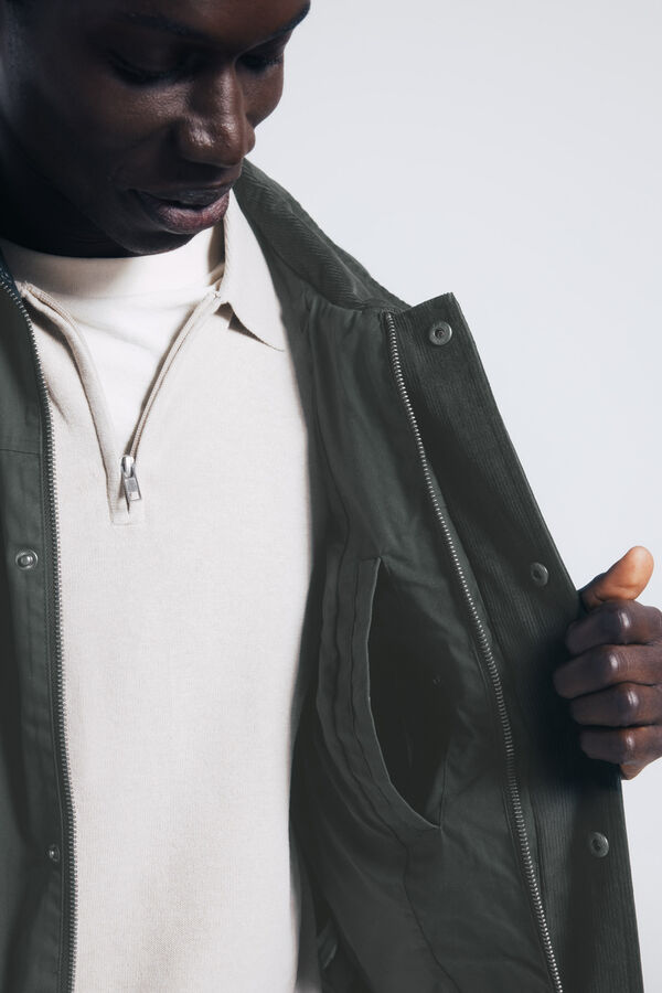 Springfield Parka curta de gola veludo Caqui escuro