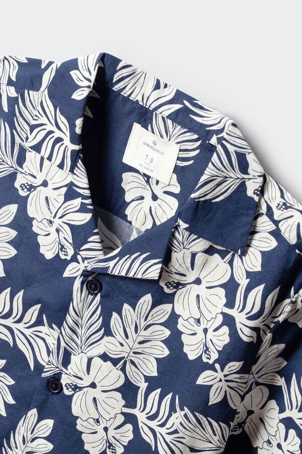 Springfield Kids Camisa de manga curta com flores azul para menino azul