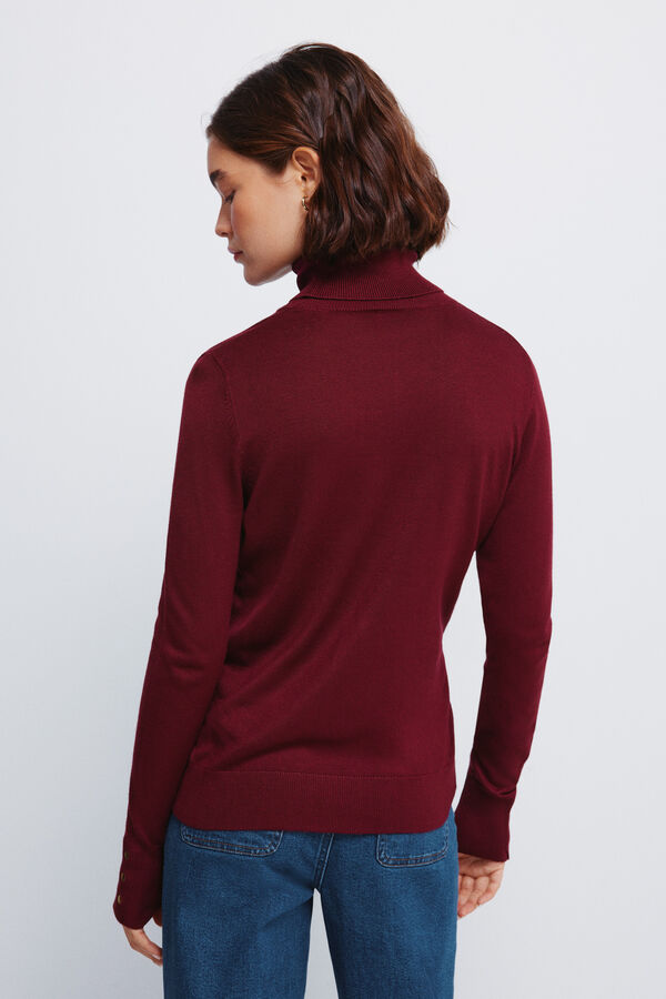 Springfield Camisola de gola alta com botões e punhos vermelho