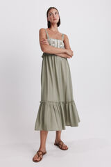 Springfield Vestido midi de al&ccedil;as bordado bege