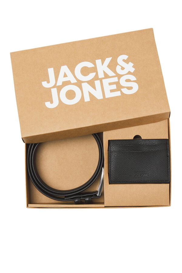 Jack & Jones Set de cintur&oacute;n y tarjetero negro
