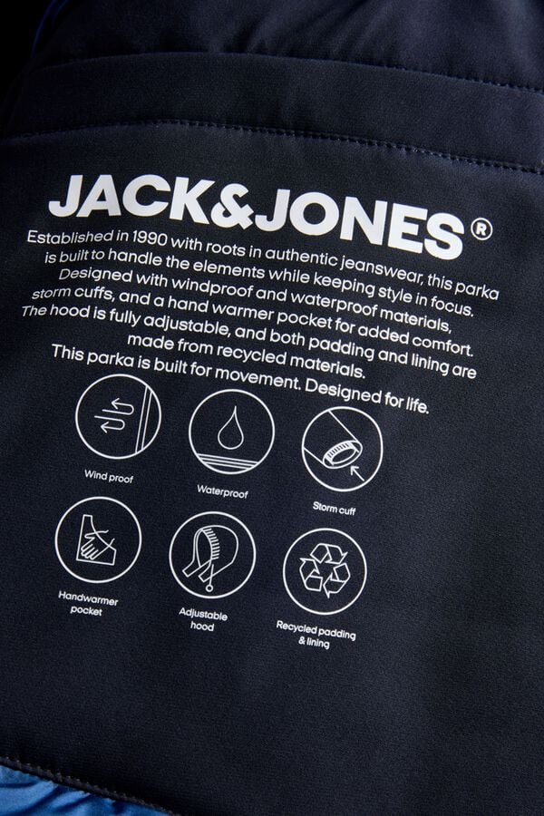 Jack & Jones Parka imperme&aacute;vel com capuz azul