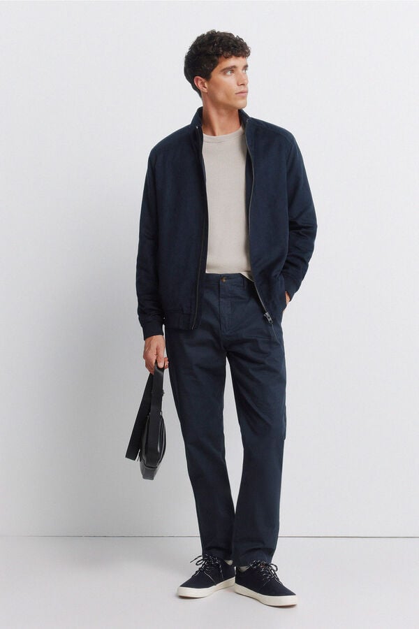 Springfield Micro-printed slim fit chinos blue