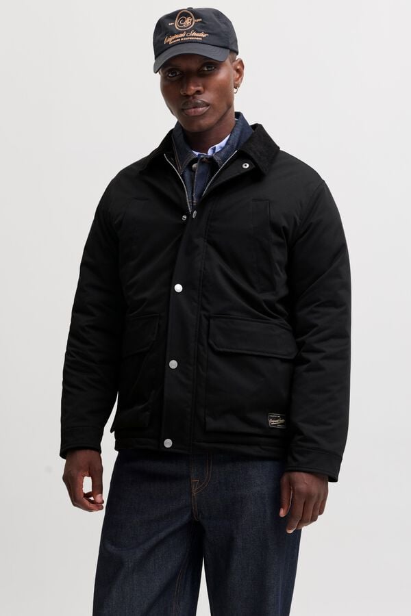 Jack & Jones Blus&atilde;o curto com colchetes preto