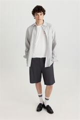 Springfield Camisa tipo lino rayas gris