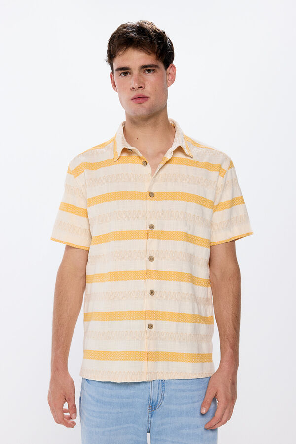Springfield Camisa manga corta jacquard dorado